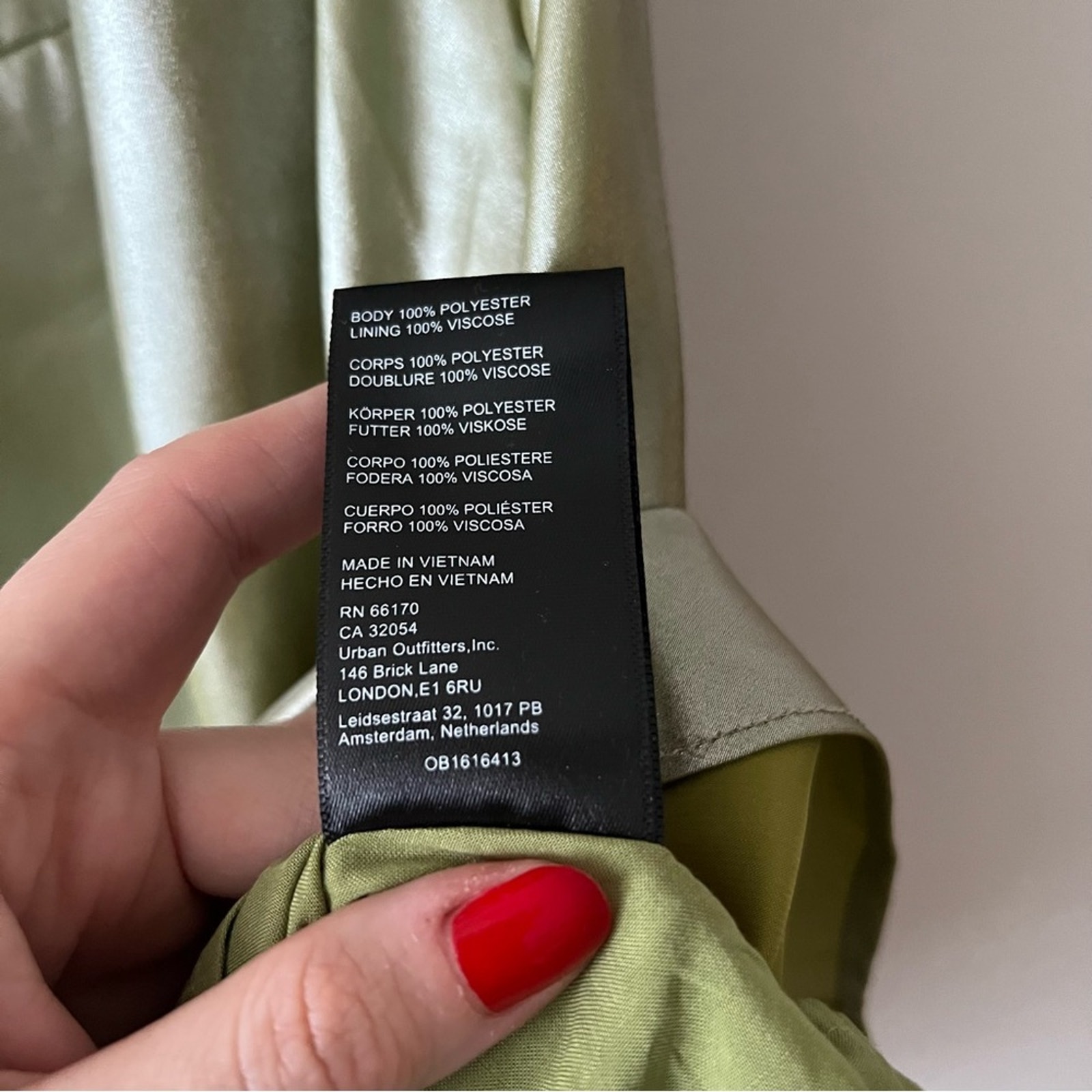 Uo Mallory Metallic Lime Green Cowl Neck Slip Dress — image 8 of 8